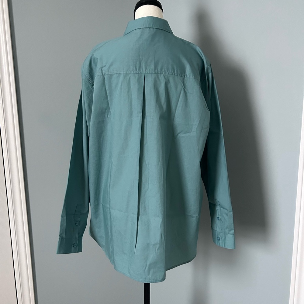 🔥🆕🔥 French Connection Teal Long Sleeve Henley Blouse - Size L - Picture 3 of 8